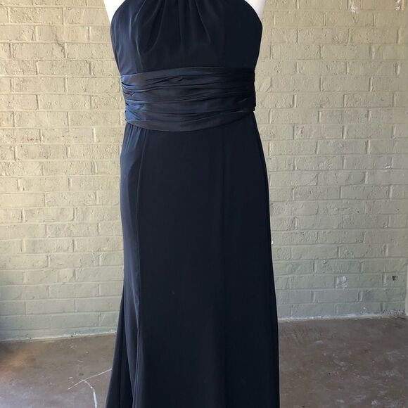 Elegant DAVID'S Bridal Black Flowy Full-Length Dress D273 - Picture 12 of 13
